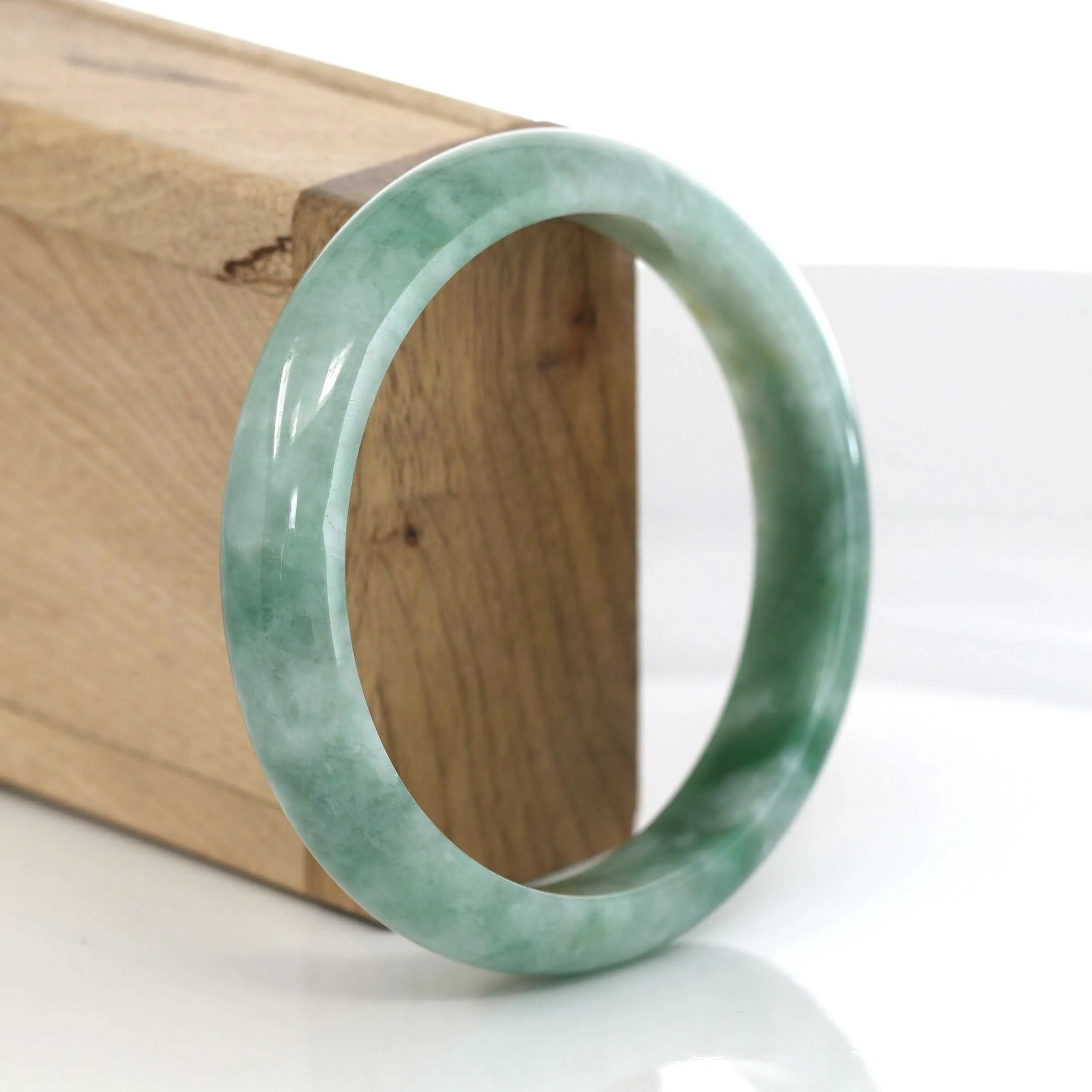 "Classic Bangle" Forest Green Genuine Jadeite Jade Bangle (59.46 mm ) #631