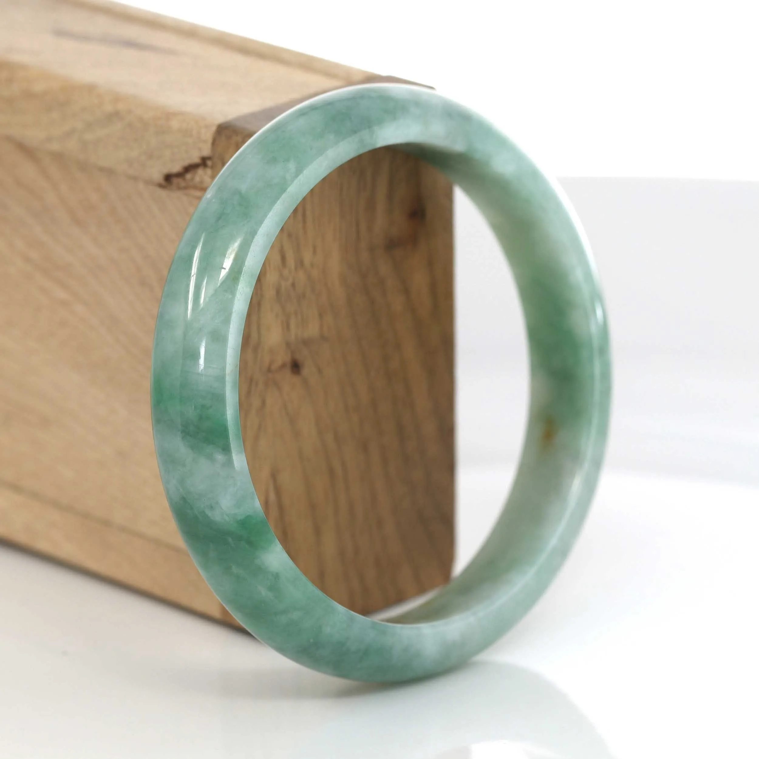 "Classic Bangle" Forest Green Genuine Jadeite Jade Bangle (59.46 mm ) #631