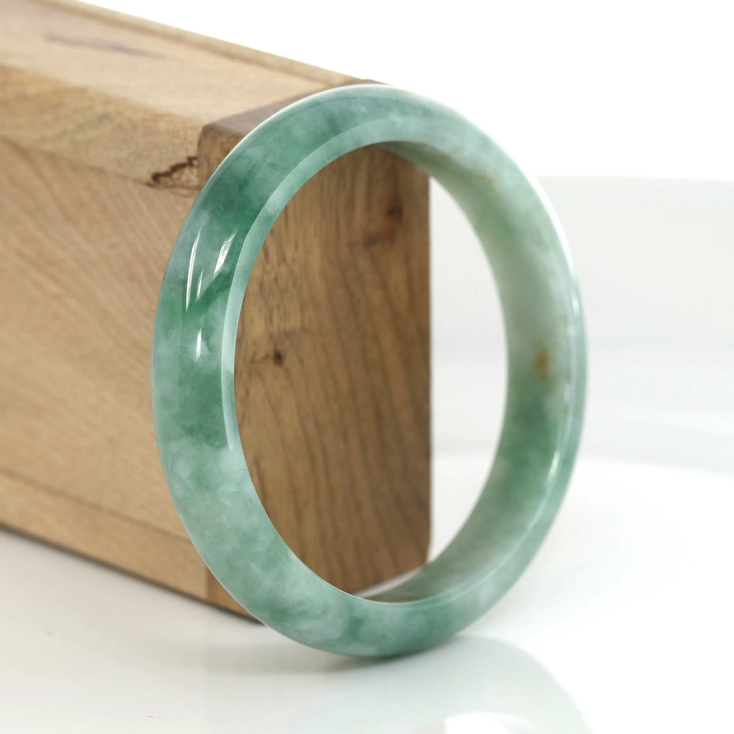 "Classic Bangle" Forest Green Genuine Jadeite Jade Bangle (59.46 mm ) #631