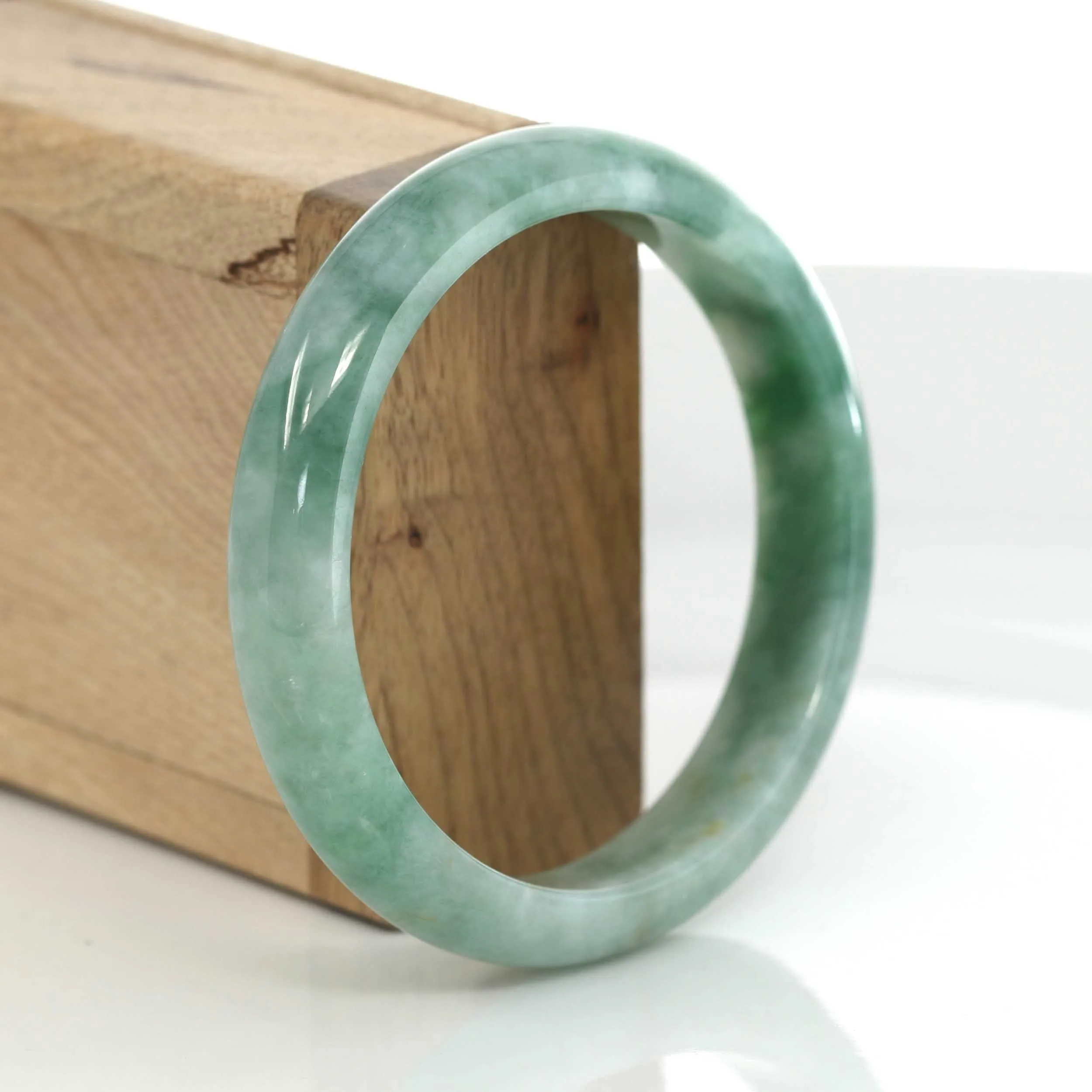 "Classic Bangle" Forest Green Genuine Jadeite Jade Bangle (59.46 mm ) #631