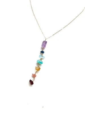 Raw Chakra Lariat Dangle Necklace Y Necklace