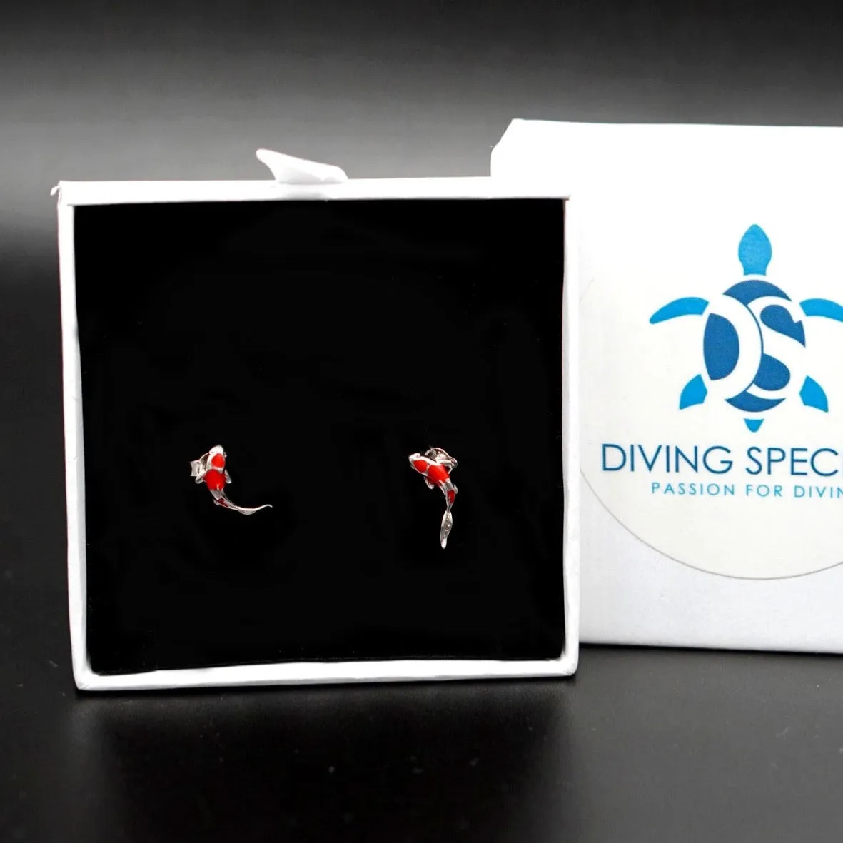 Real Silver Earrings: Red Koi