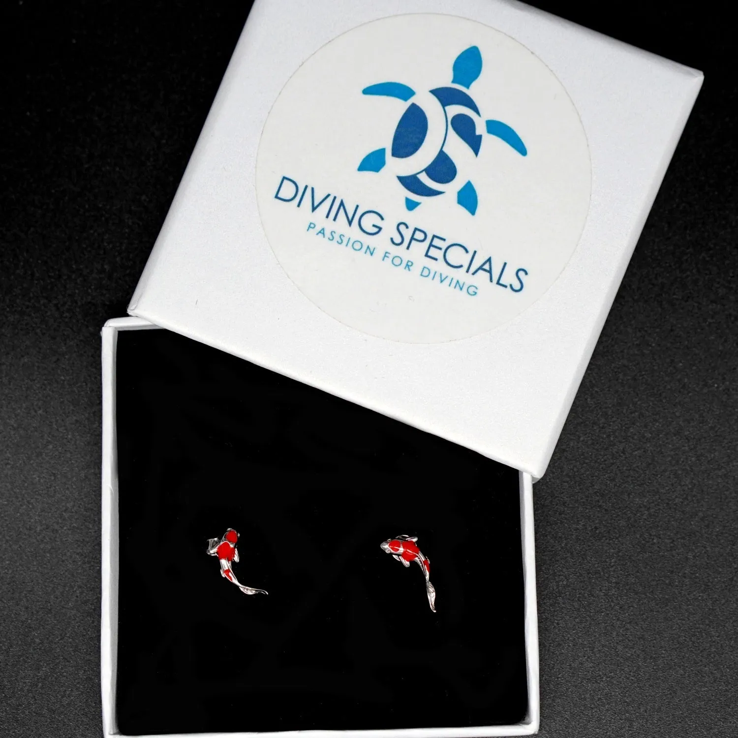 Real Silver Earrings: Red Koi