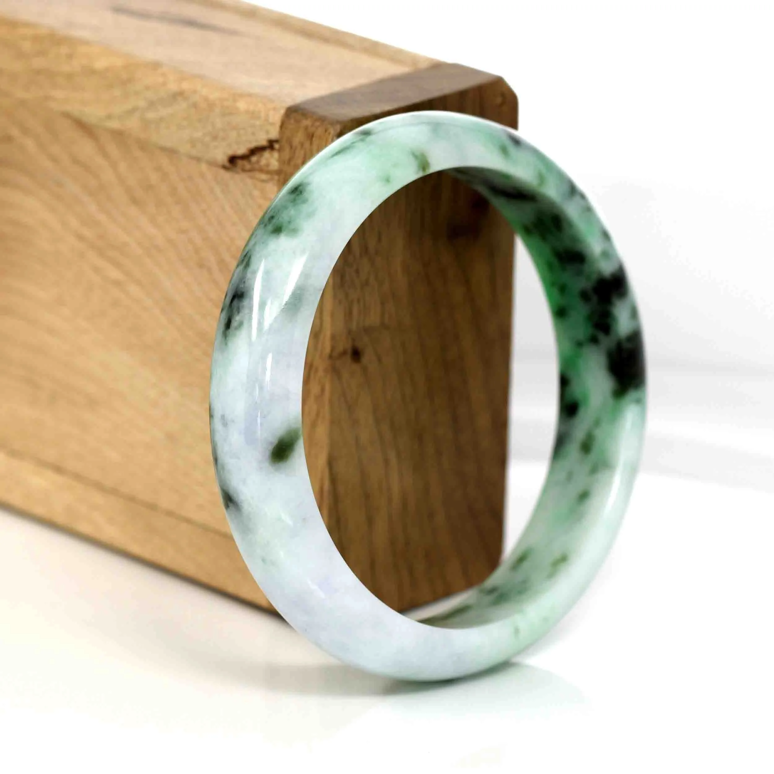 RealJade® "Classic Bangle" Genuine Burmese Green Jadeite Jade Bangle Bracelet (56.56 mm ) #350