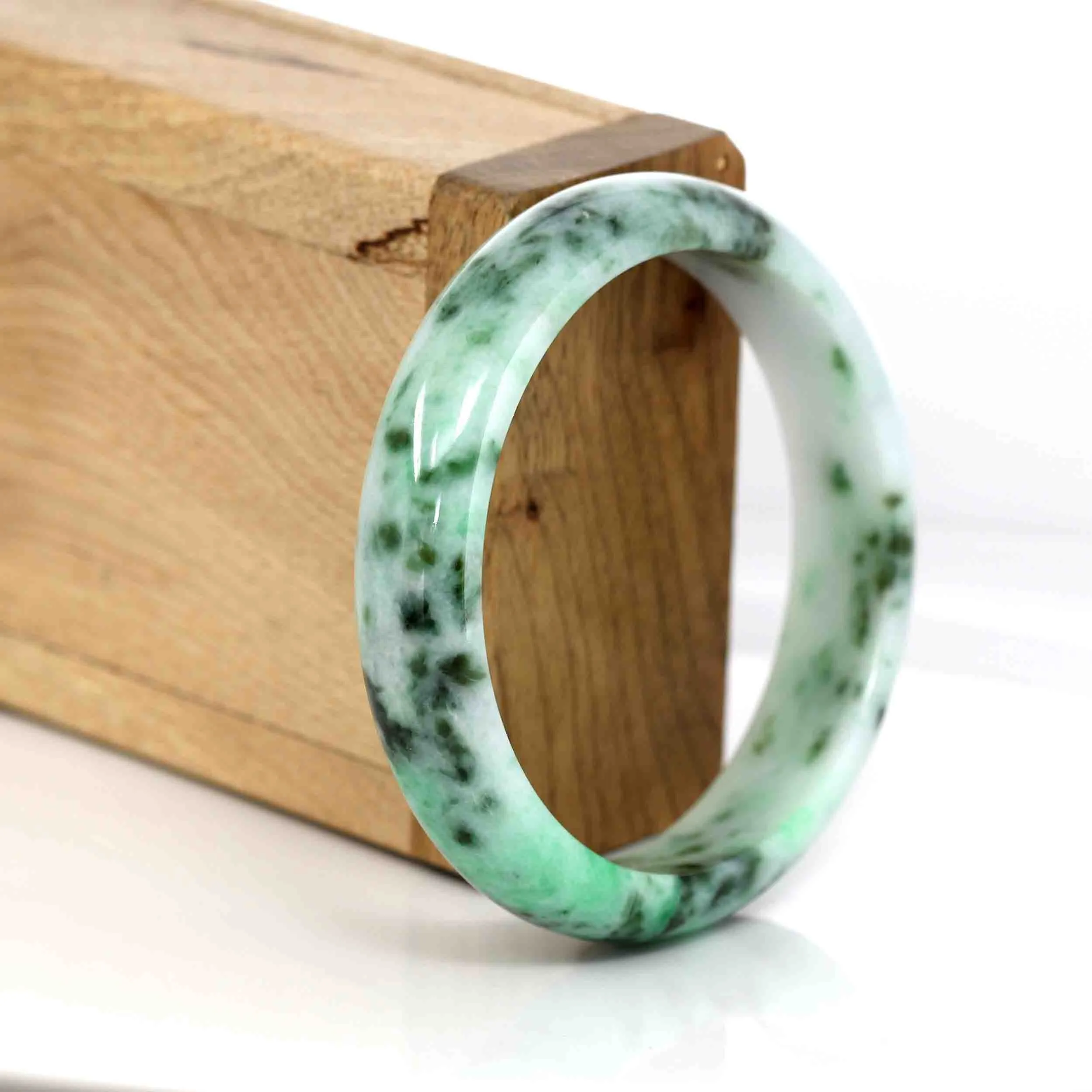 RealJade® "Classic Bangle" Genuine Burmese Green Jadeite Jade Bangle Bracelet (56.56 mm ) #350