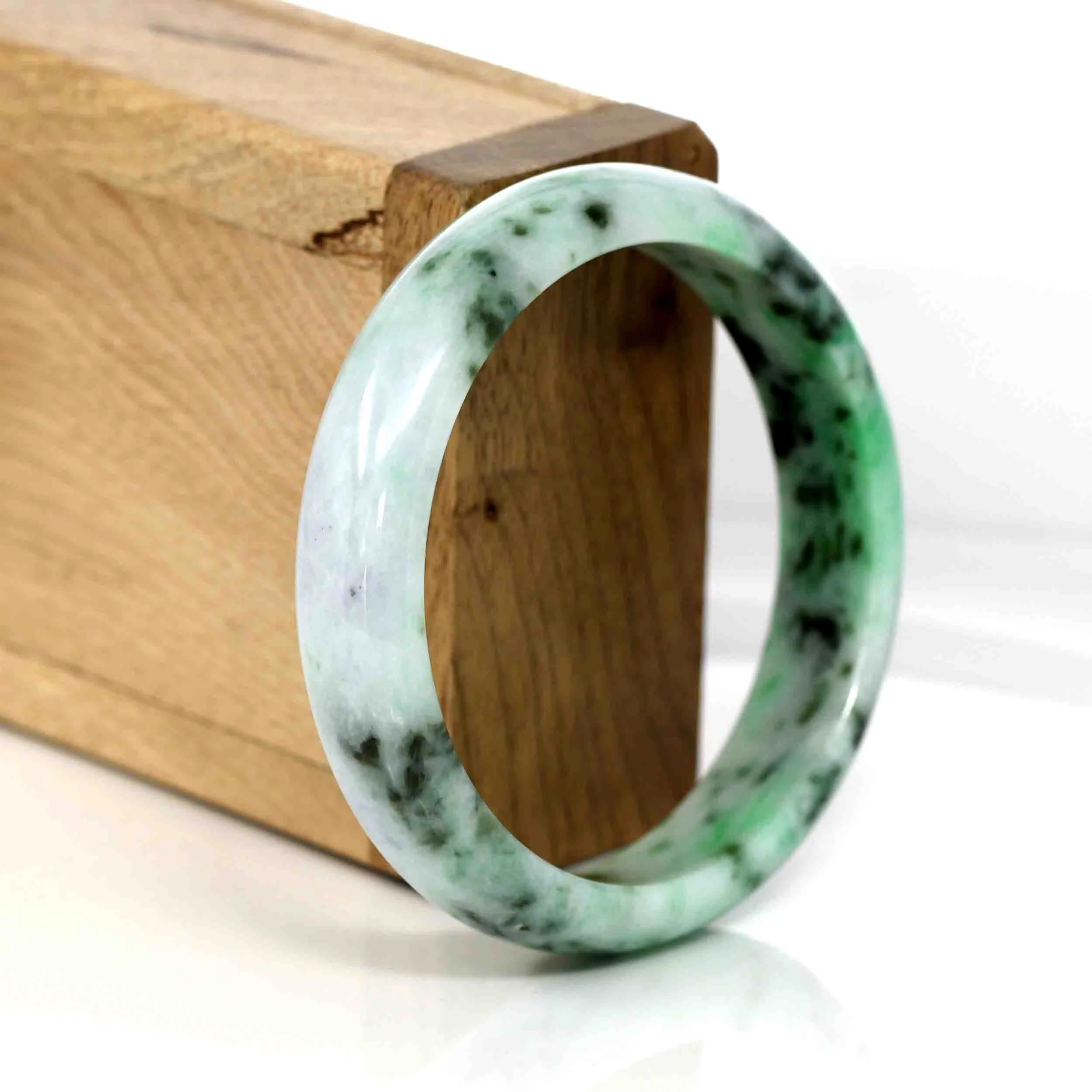 RealJade® "Classic Bangle" Genuine Burmese Green Jadeite Jade Bangle Bracelet (56.56 mm ) #350