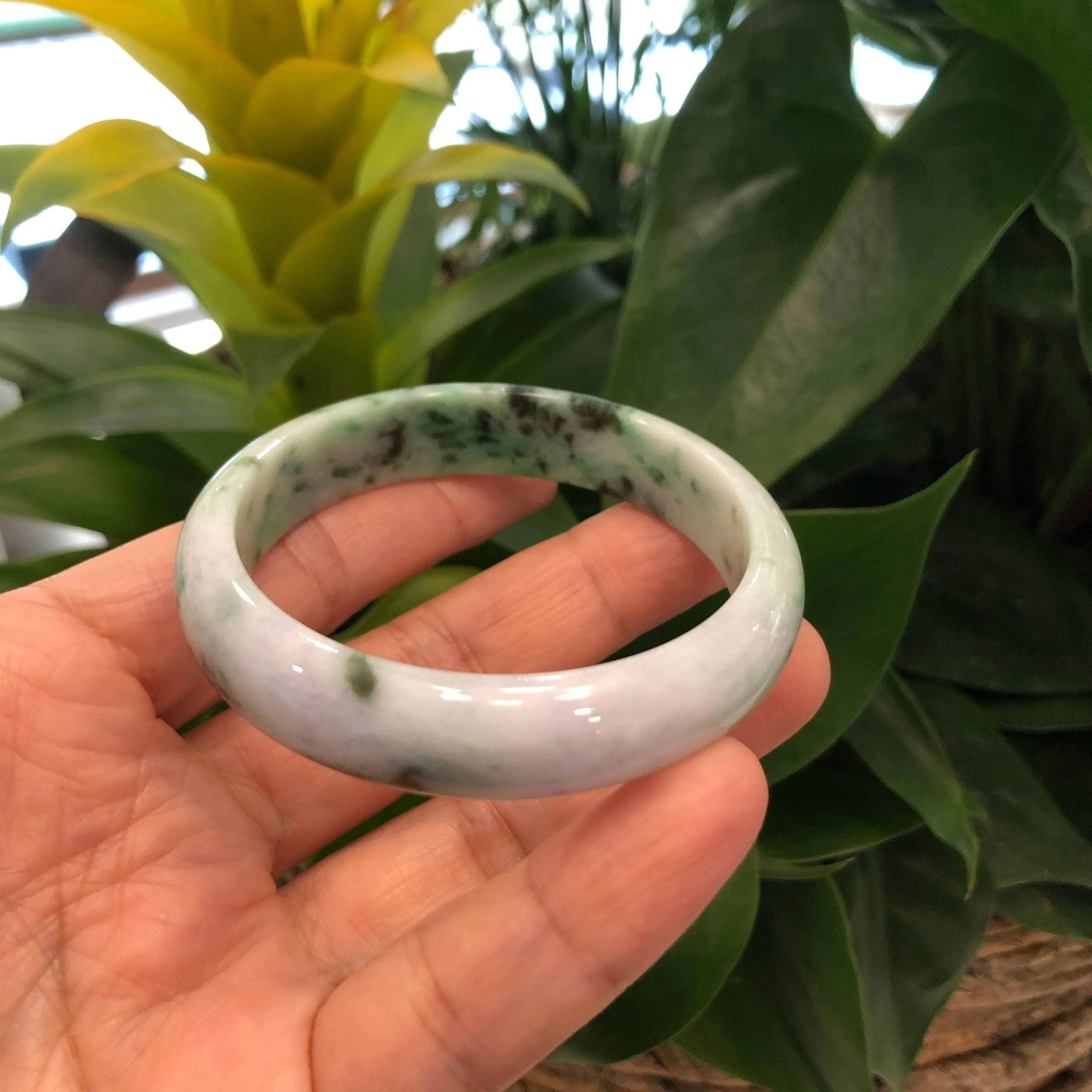 RealJade® "Classic Bangle" Genuine Burmese Green Jadeite Jade Bangle Bracelet (56.56 mm ) #350