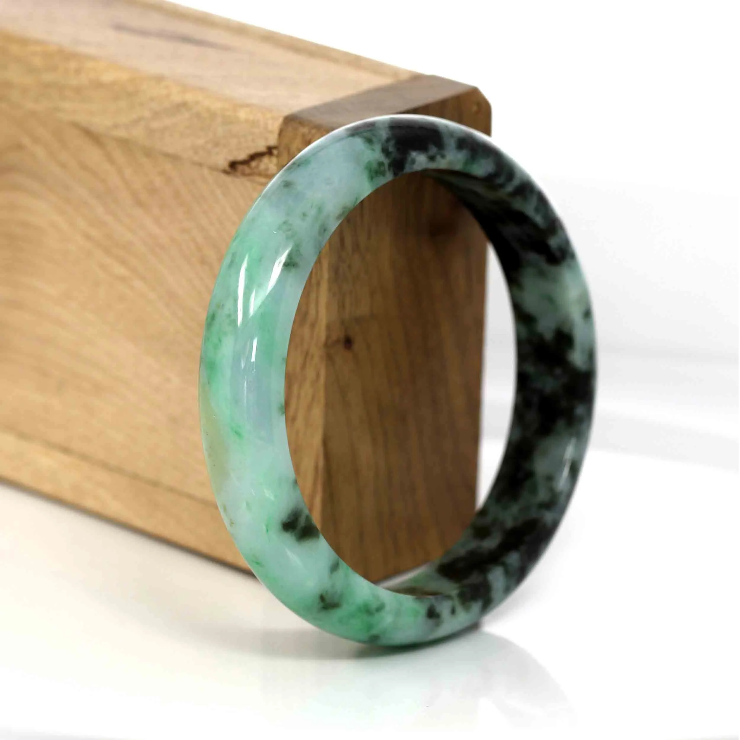 RealJade® "Classic Bangle" Genuine Burmese Green Jadeite Jade Bangle Bracelet (57.03mm ) #307