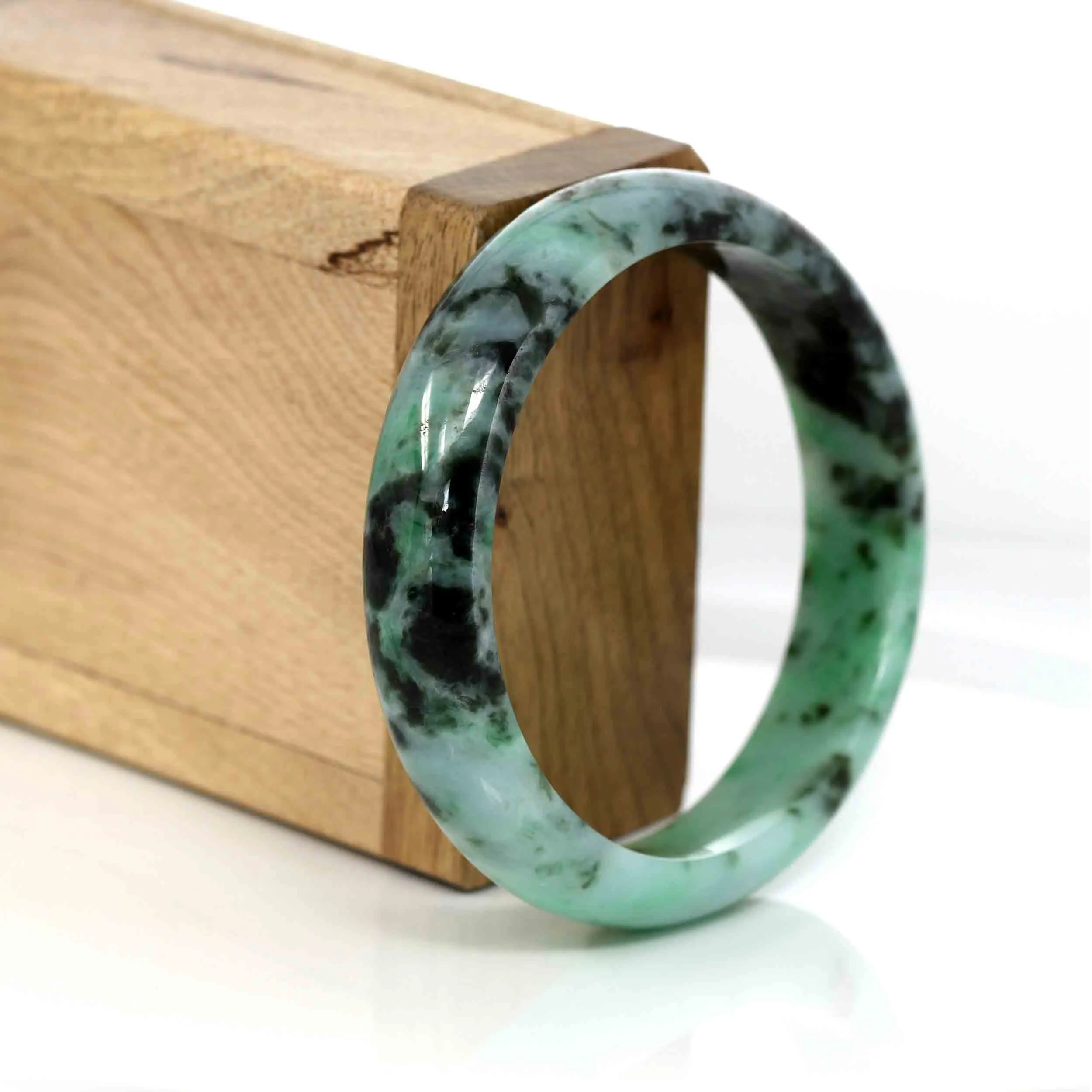 RealJade® "Classic Bangle" Genuine Burmese Green Jadeite Jade Bangle Bracelet (57.03mm ) #307