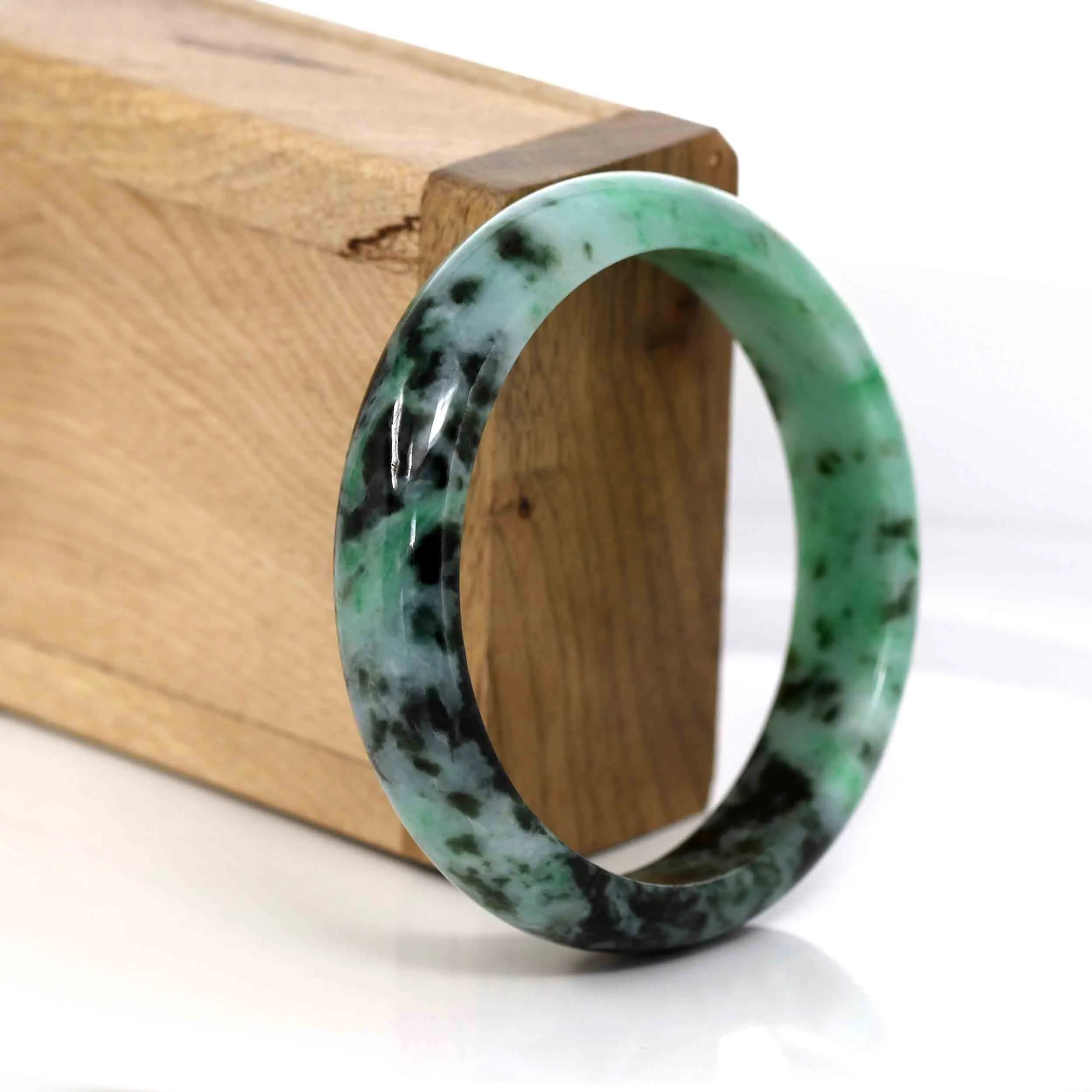 RealJade® "Classic Bangle" Genuine Burmese Green Jadeite Jade Bangle Bracelet (57.03mm ) #307