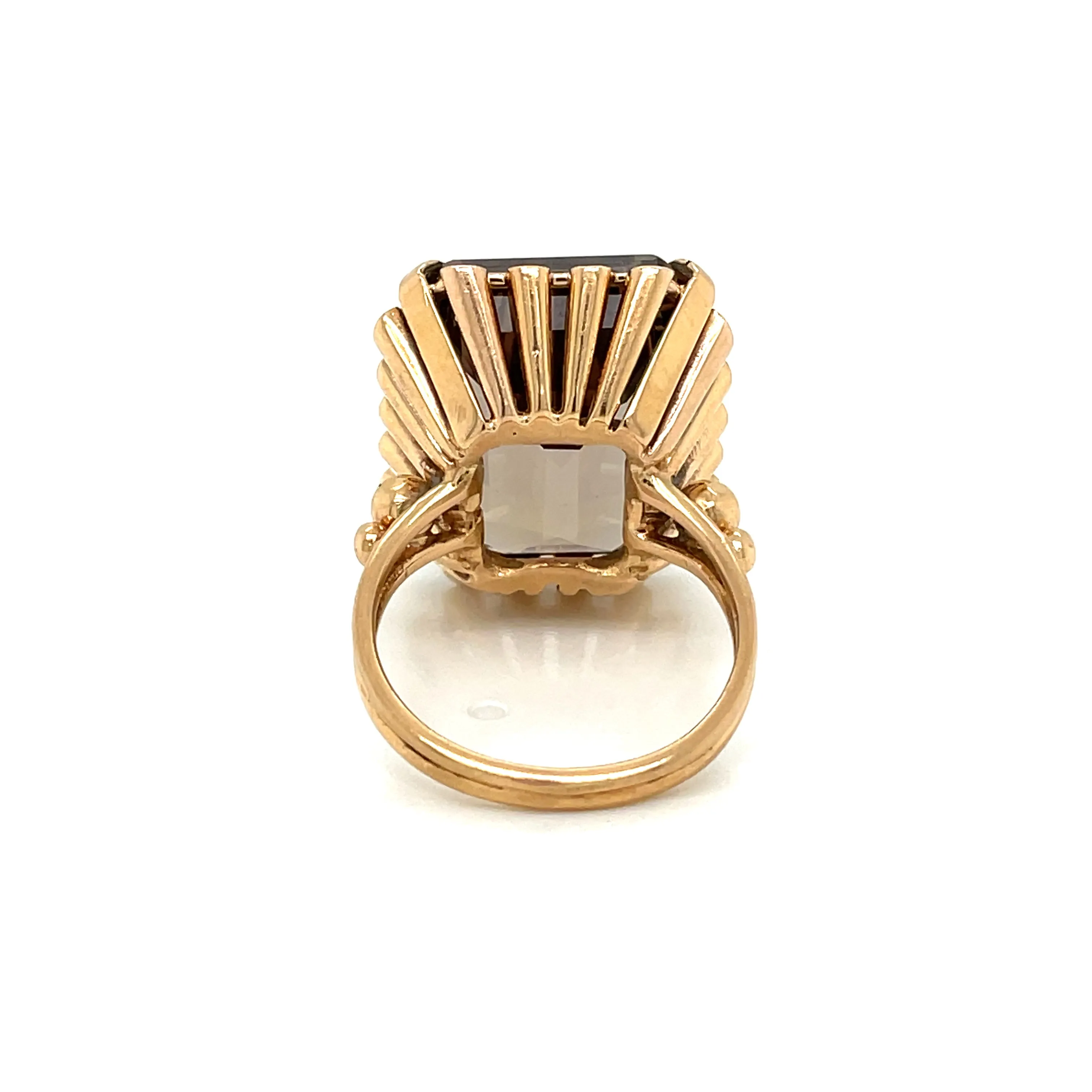 Retro Quartz Fumé Gold Ring