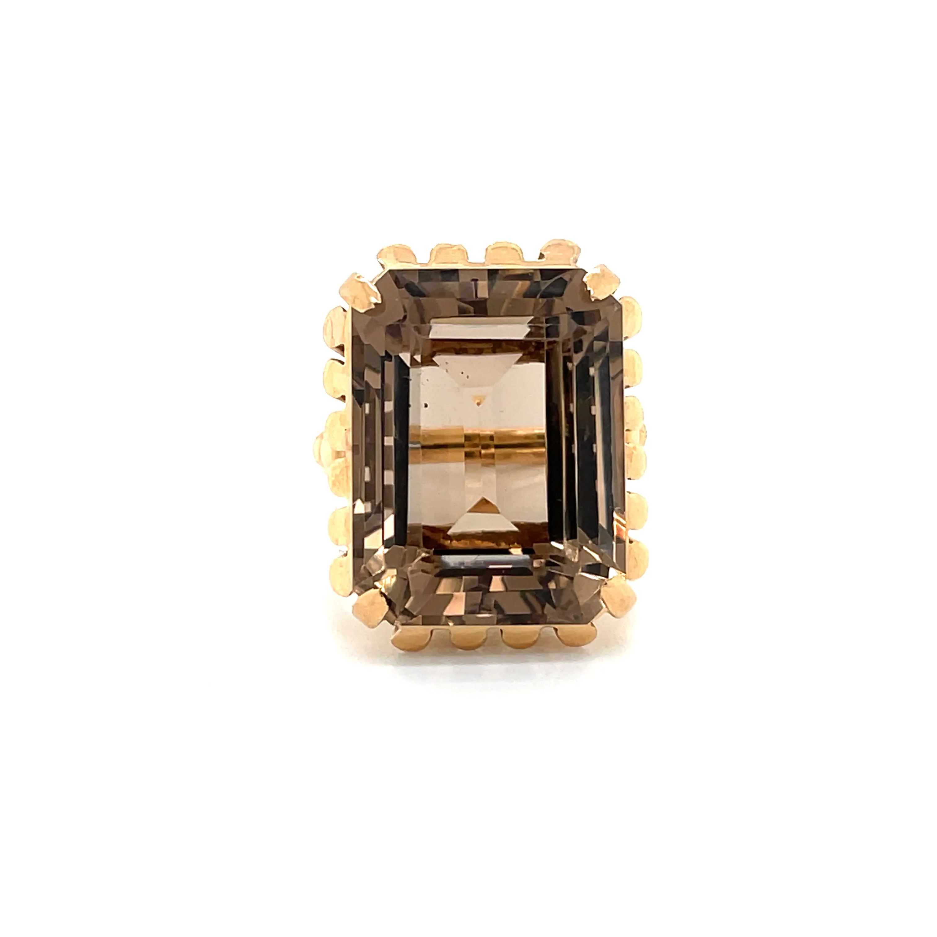 Retro Quartz Fumé Gold Ring