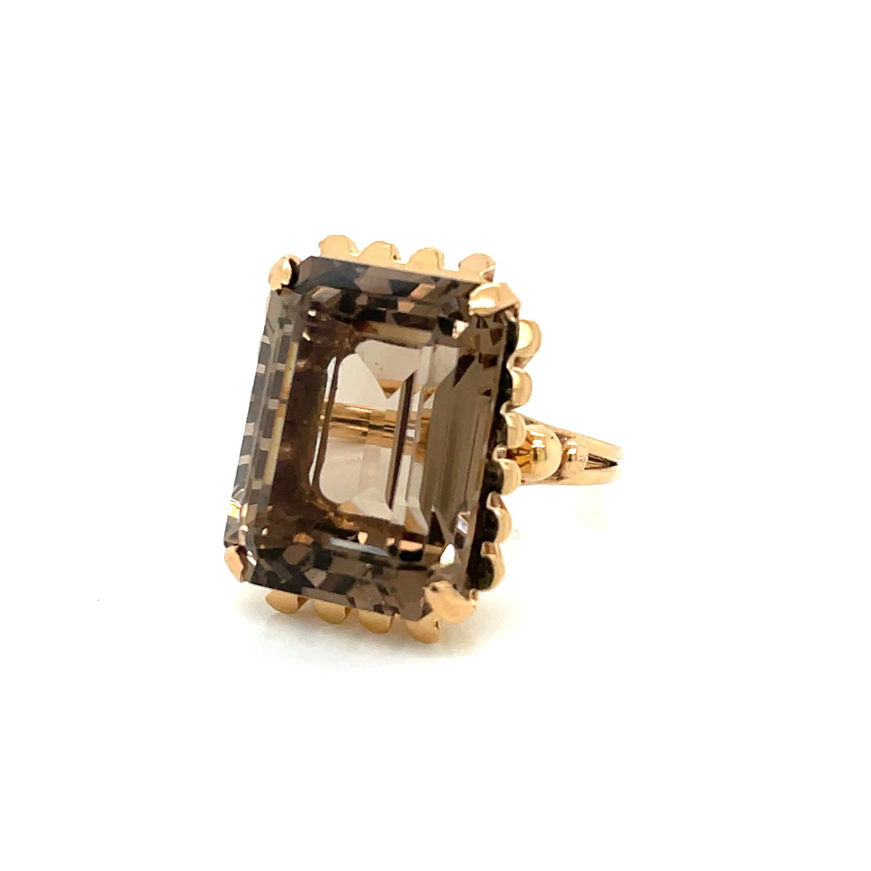 Retro Quartz Fumé Gold Ring