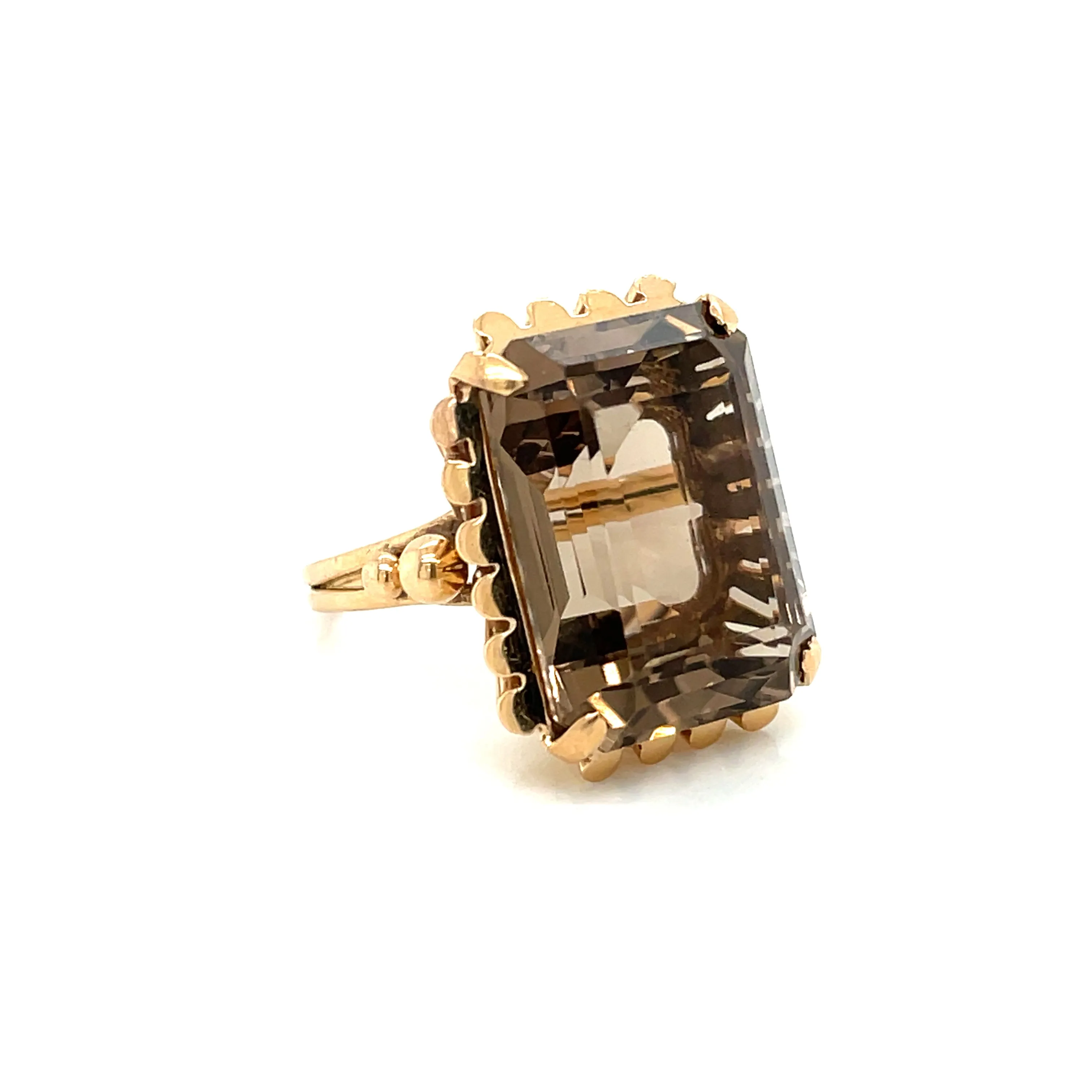 Retro Quartz Fumé Gold Ring