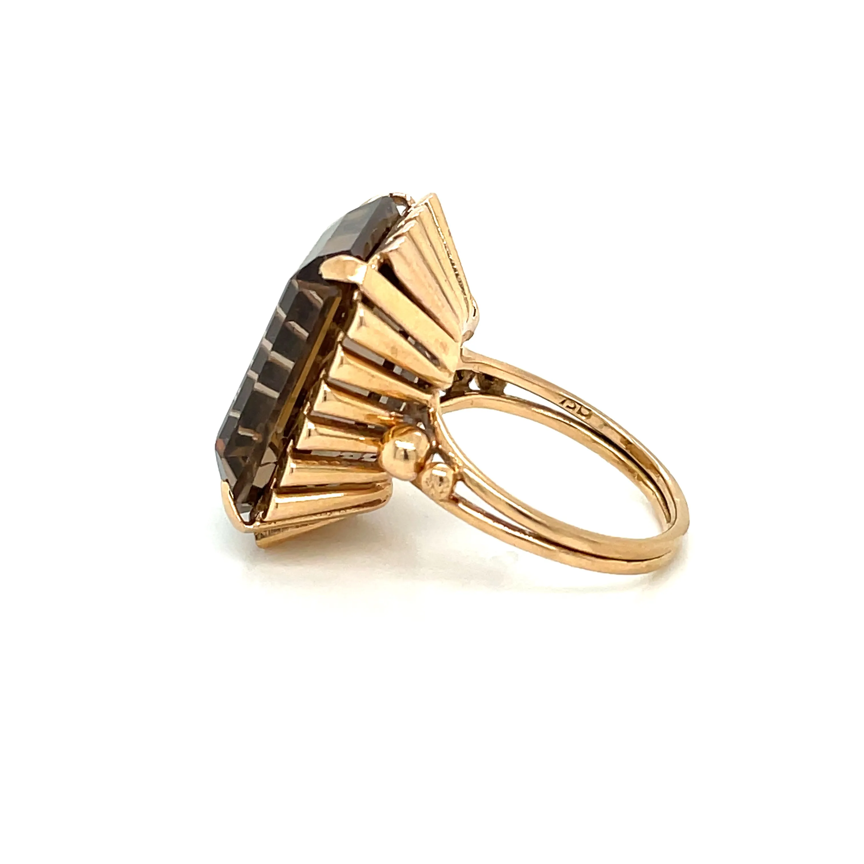 Retro Quartz Fumé Gold Ring