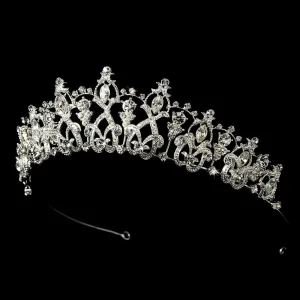 Romantic Antique Silver Crystal Wedding Tiara