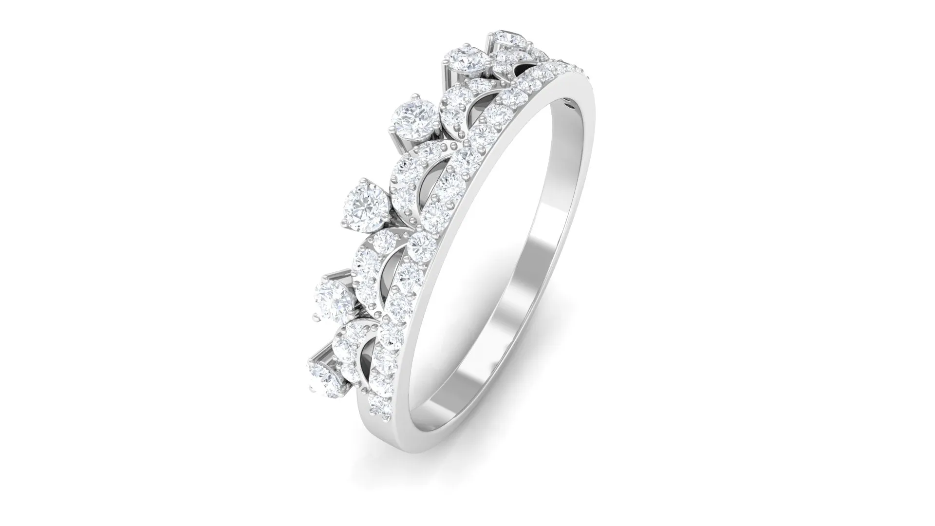 Round Diamond Crown Half Eternity Ring