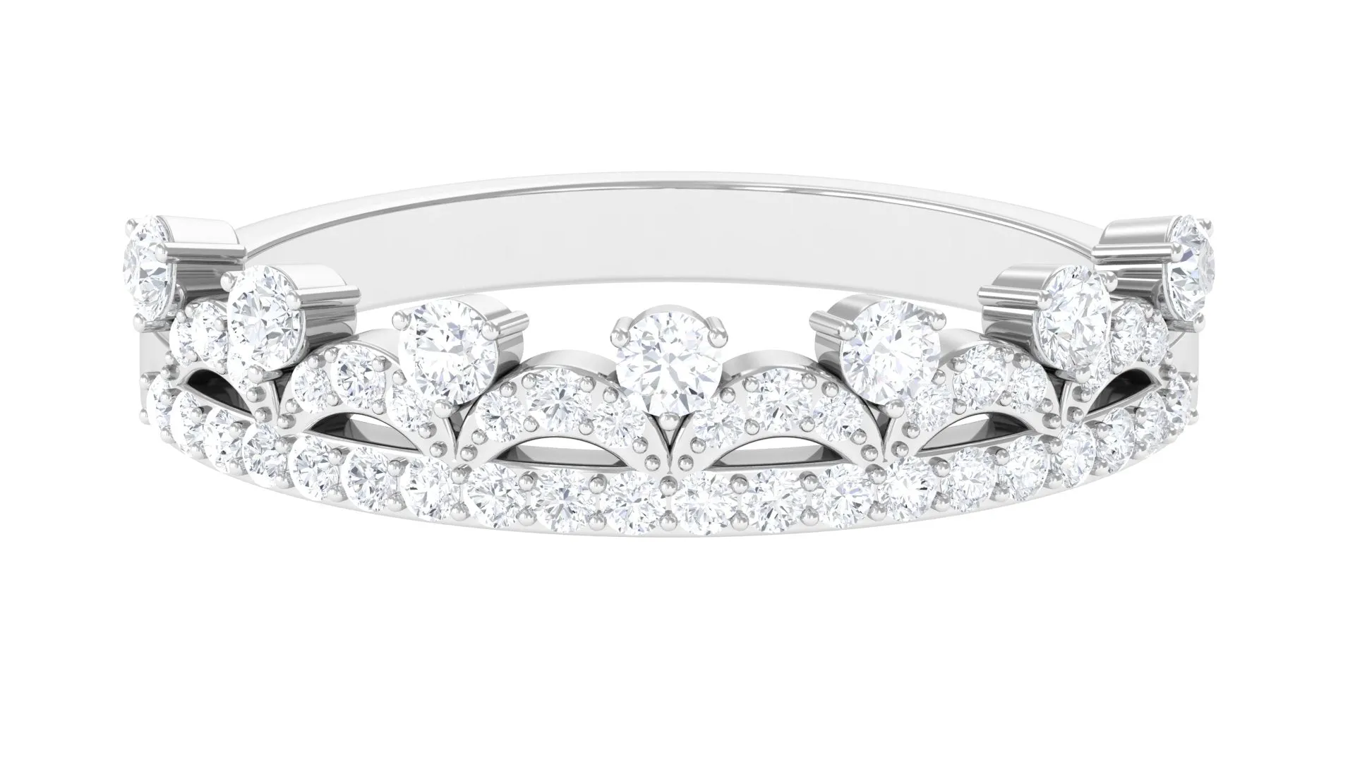 Round Diamond Crown Half Eternity Ring