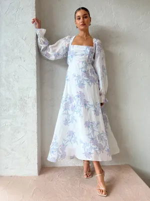 Saint Armont Enchanted Long Dress in Periwinkle Floral