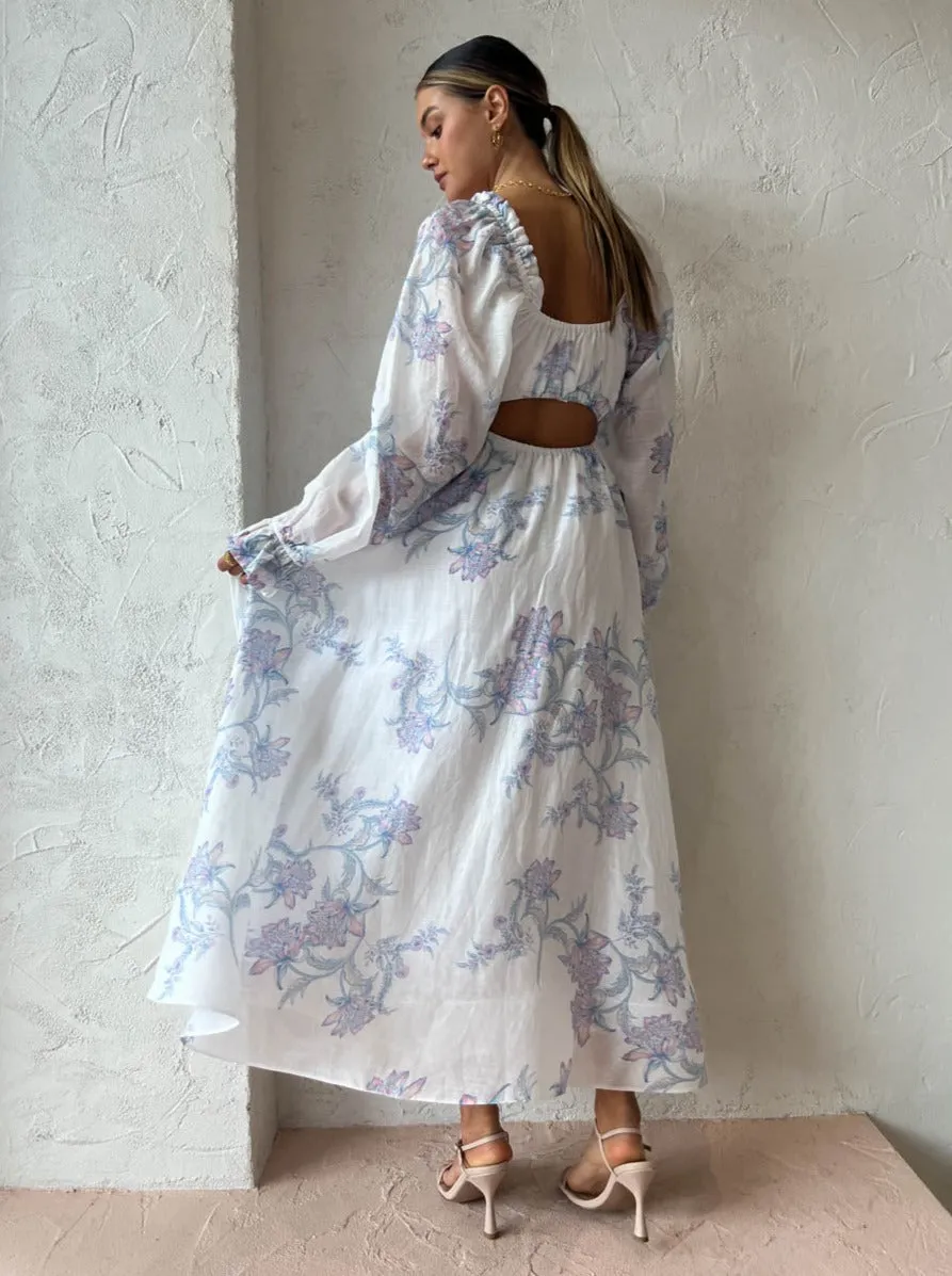 Saint Armont Enchanted Long Dress in Periwinkle Floral