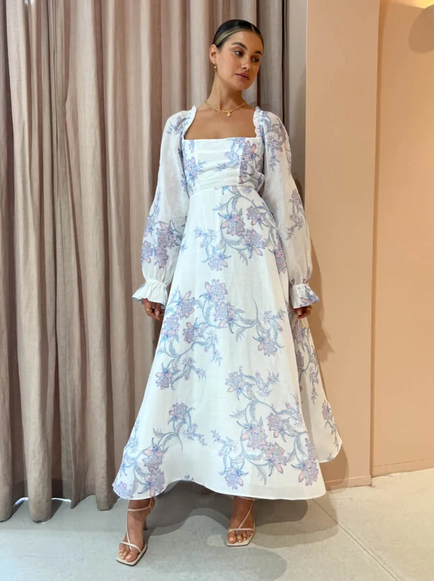 Saint Armont Enchanted Long Dress in Periwinkle Floral