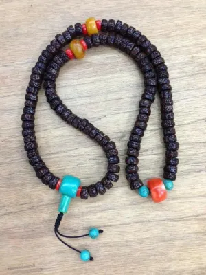 Sander's 108 Bead Rudraksha and Amber Mala