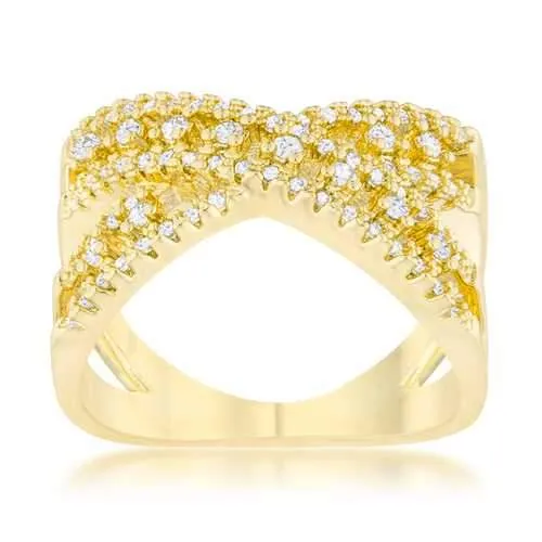 Sandy 0.37ct CZ 14k Gold Classic Criss Cross Ring