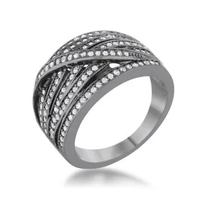 Shirah 0.75ct CZ Hematite Wide Statement Ring