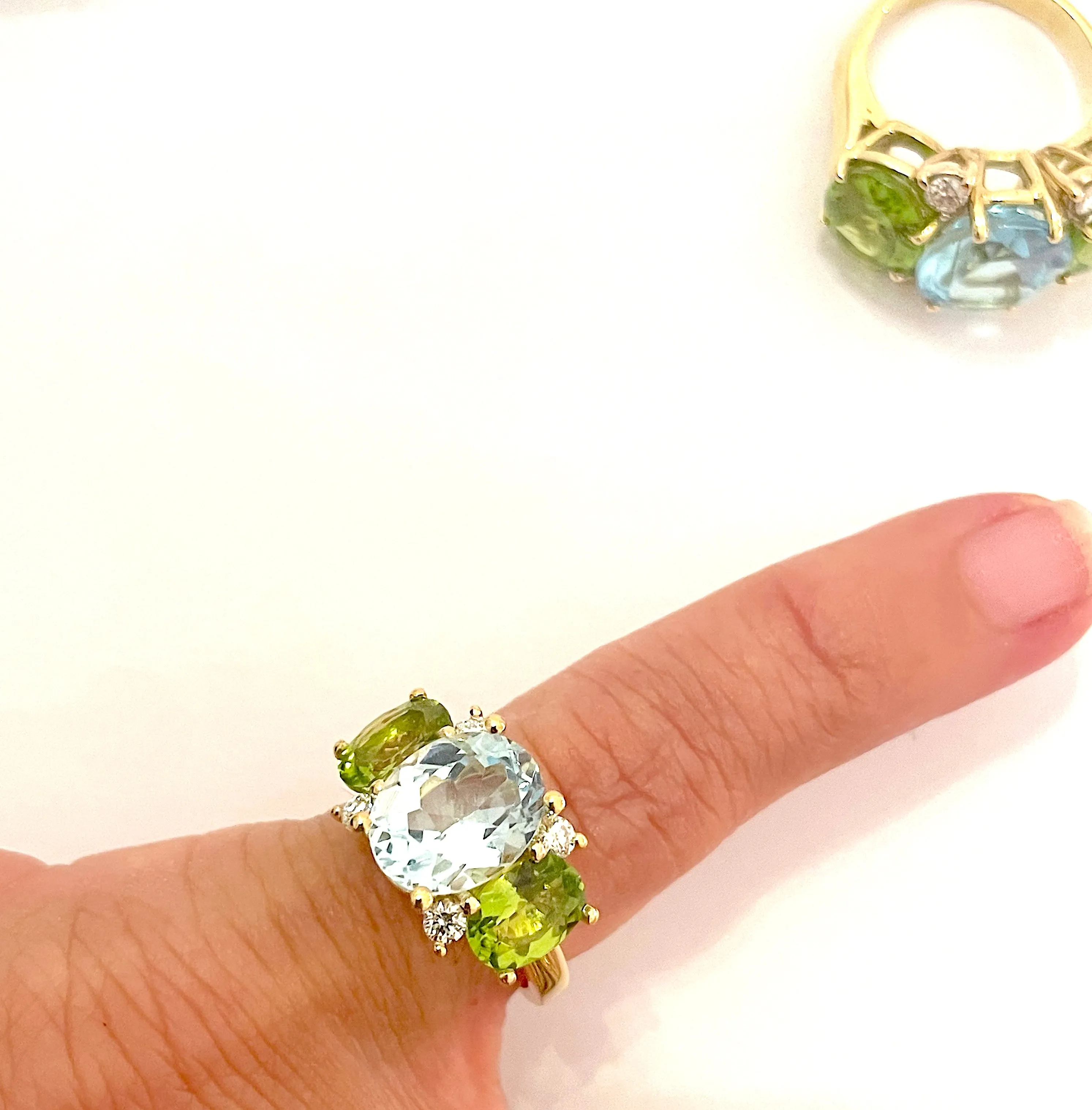 Small GUM DROP™ Ring with Blue Topaz and Peridot and Diamonds