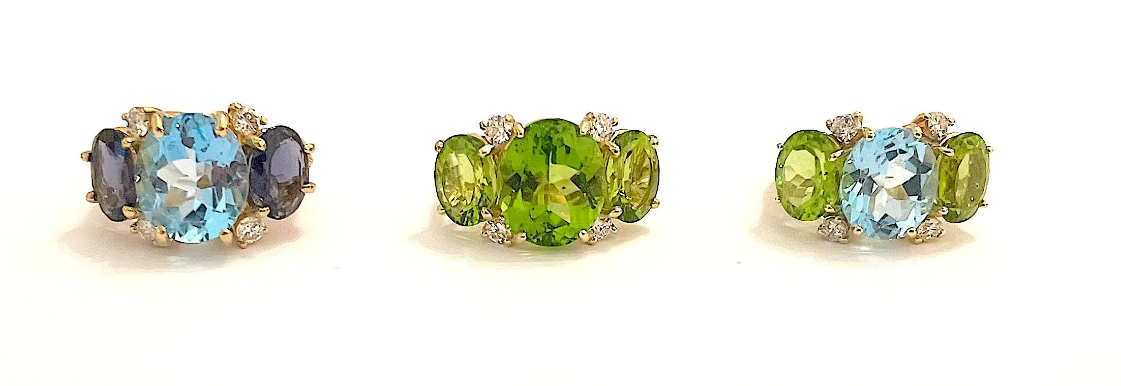 Small GUM DROP™ Ring with Blue Topaz and Peridot and Diamonds