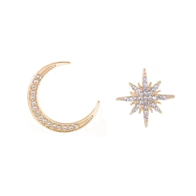 Star and Moon Drop Earrings