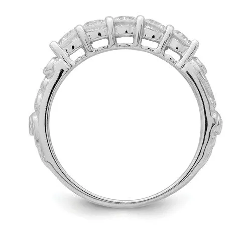 Sterling Silver 2-Piece CZ Decorative Side Promise Wedding Ring Set