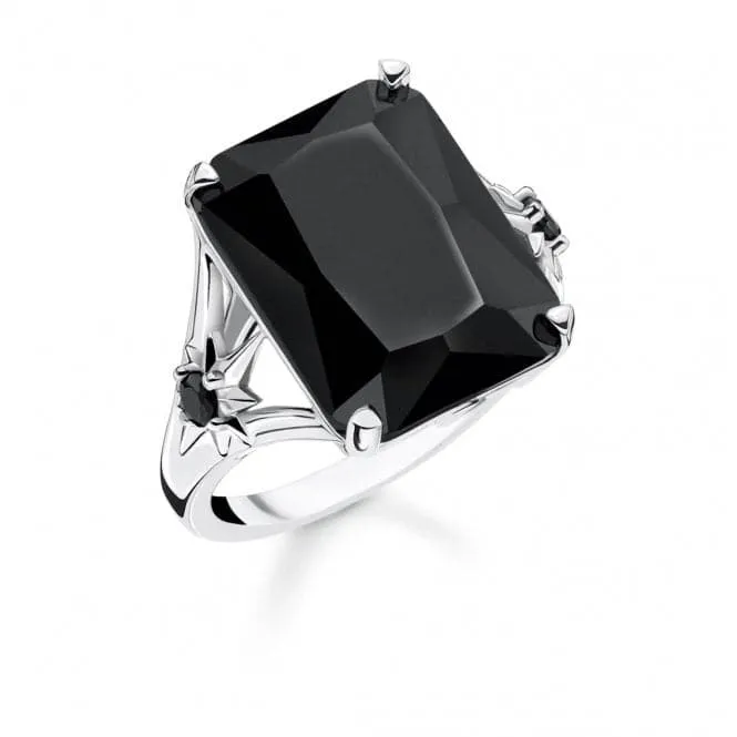 Sterling Silver Black Stone Star Cocktail Ring TR2261-641-11