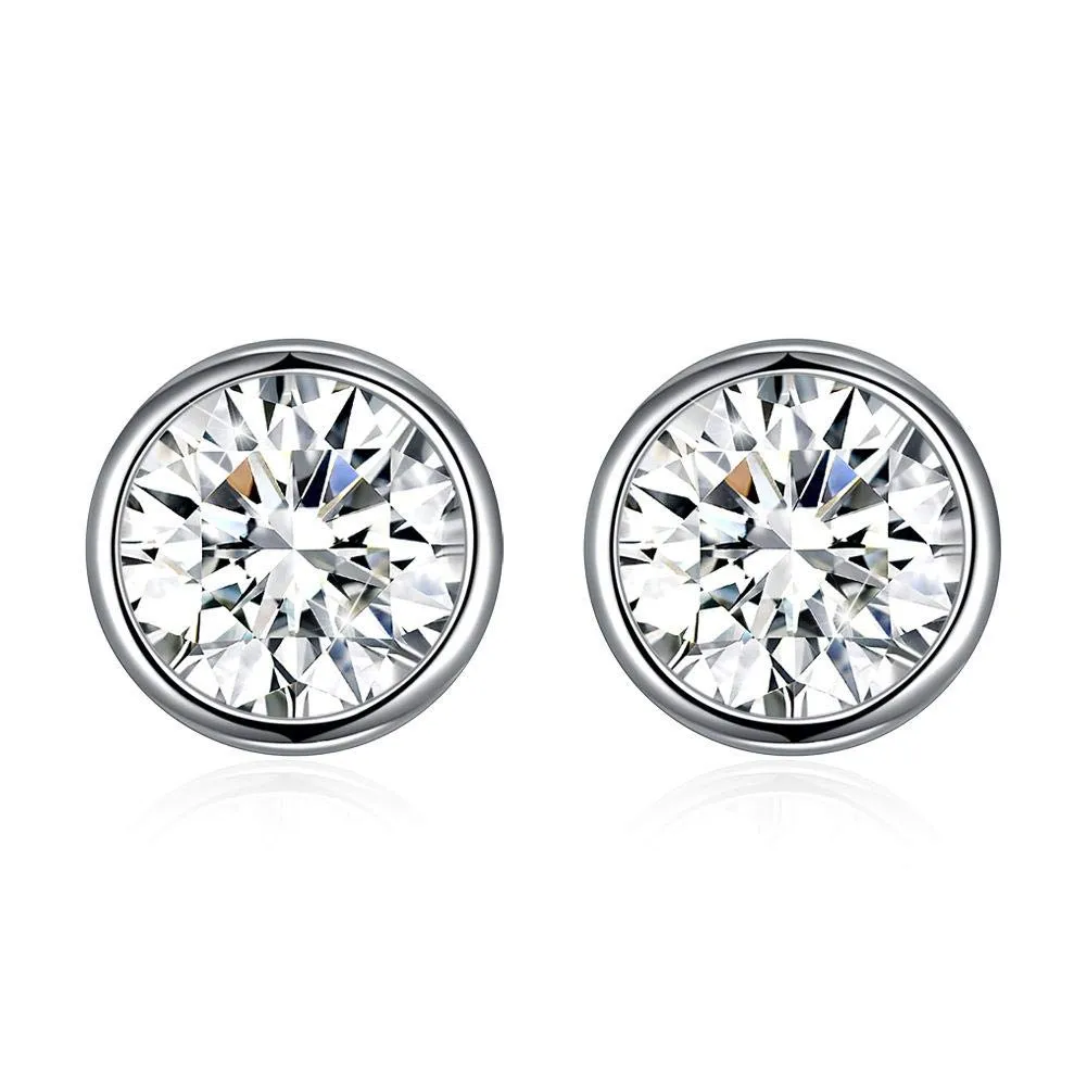 Sterling Silver Shine Zircon Earrings Studs for Women & Girls With Certificate