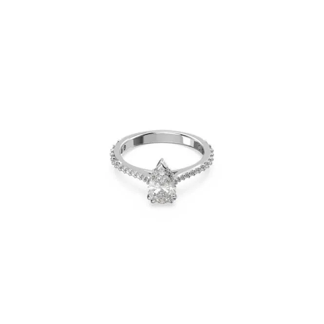 Swarovski Constella Rhodium Plated Pear Cut Pavé Ring Cocktail Ring