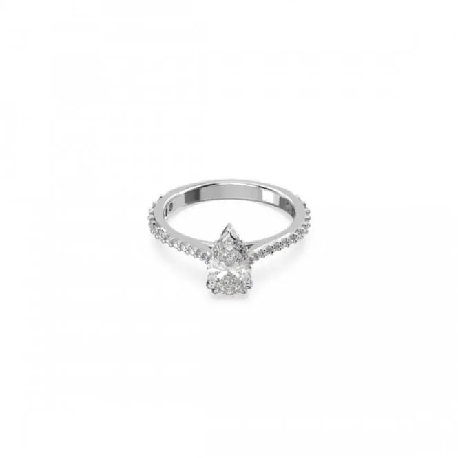 Swarovski Constella Rhodium Plated Pear Cut Pavé Ring Cocktail Ring