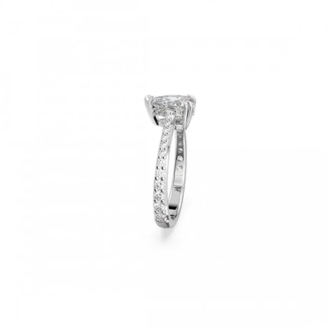 Swarovski Constella Rhodium Plated Pear Cut Pavé Ring Cocktail Ring