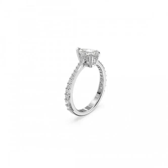 Swarovski Constella Rhodium Plated Pear Cut Pavé Ring Cocktail Ring