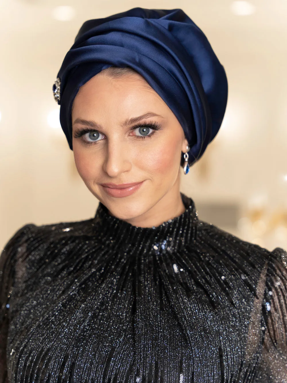 The Malka Crown | Luxury Handmade Turban Crown Head Covering with Attachable Magnetic Accessory (no wrapping required)