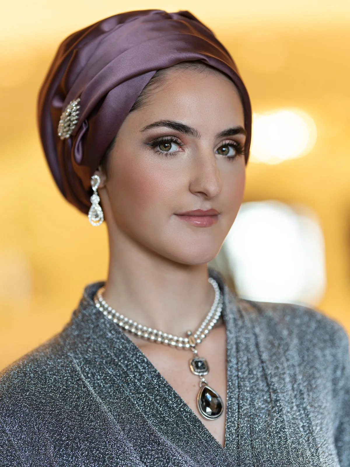 The Malka Crown | Luxury Handmade Turban Crown Head Covering with Attachable Magnetic Accessory (no wrapping required)