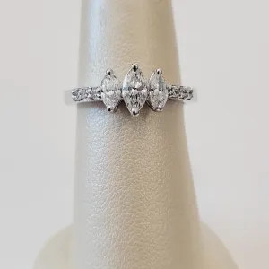 Three Stone Marquise Engagement Ring