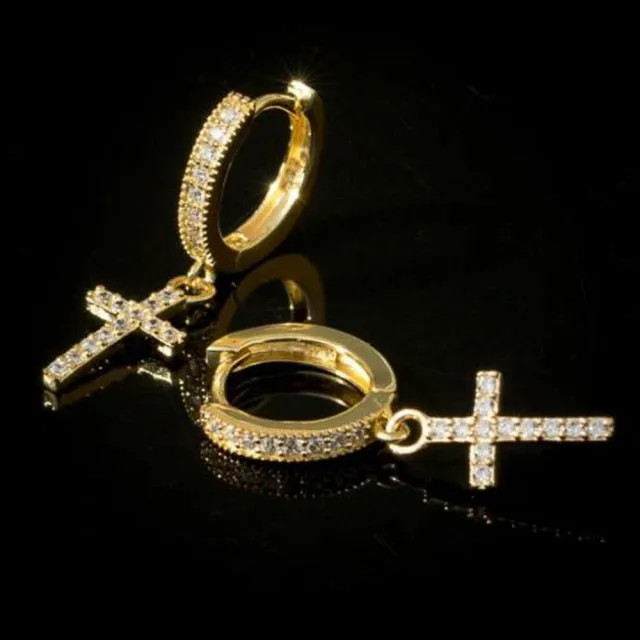 Trendy Jewelry Stylish Cross Drop Earrings for Women with Zircon in Silver Color