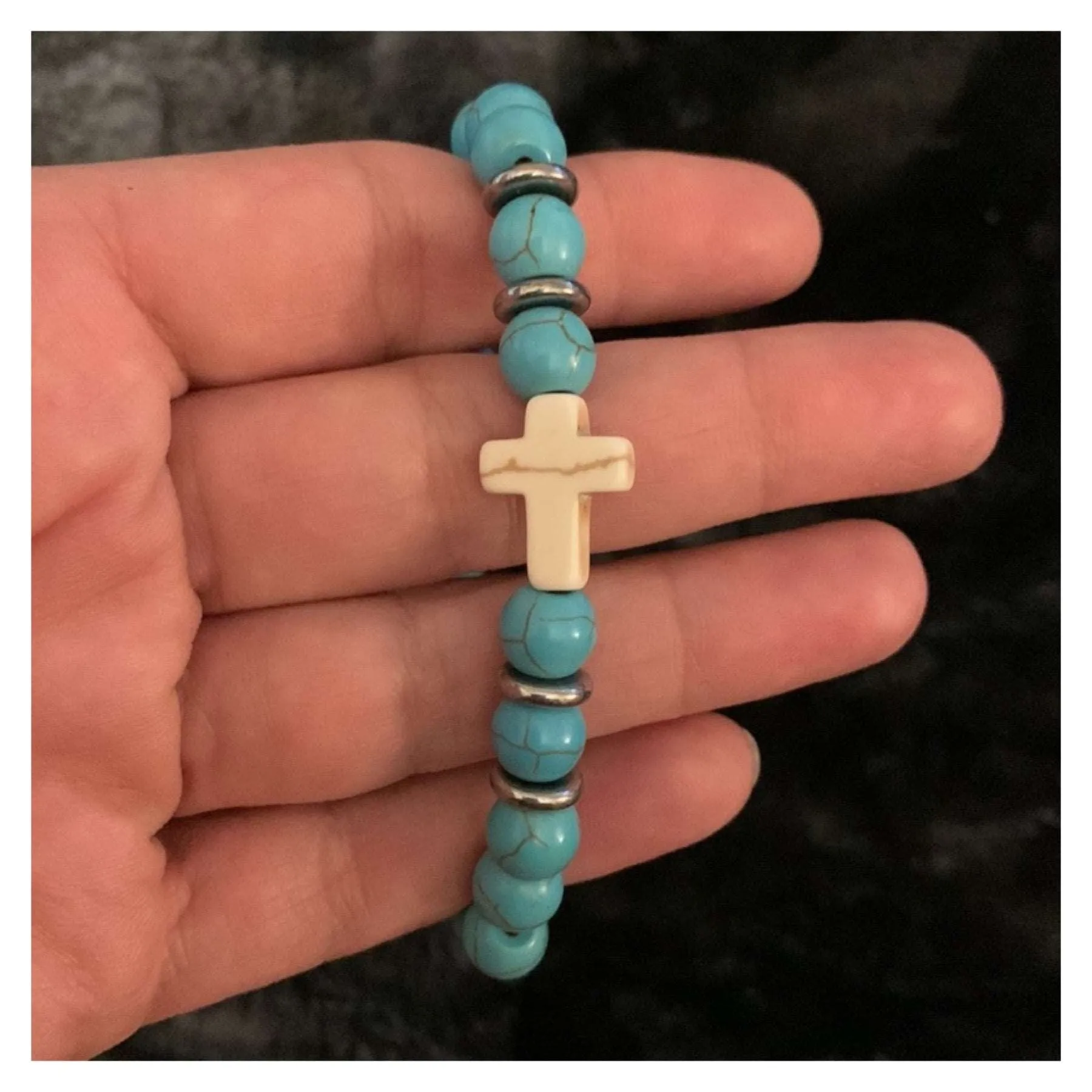 Turquoise Cross Beaded Bracelet