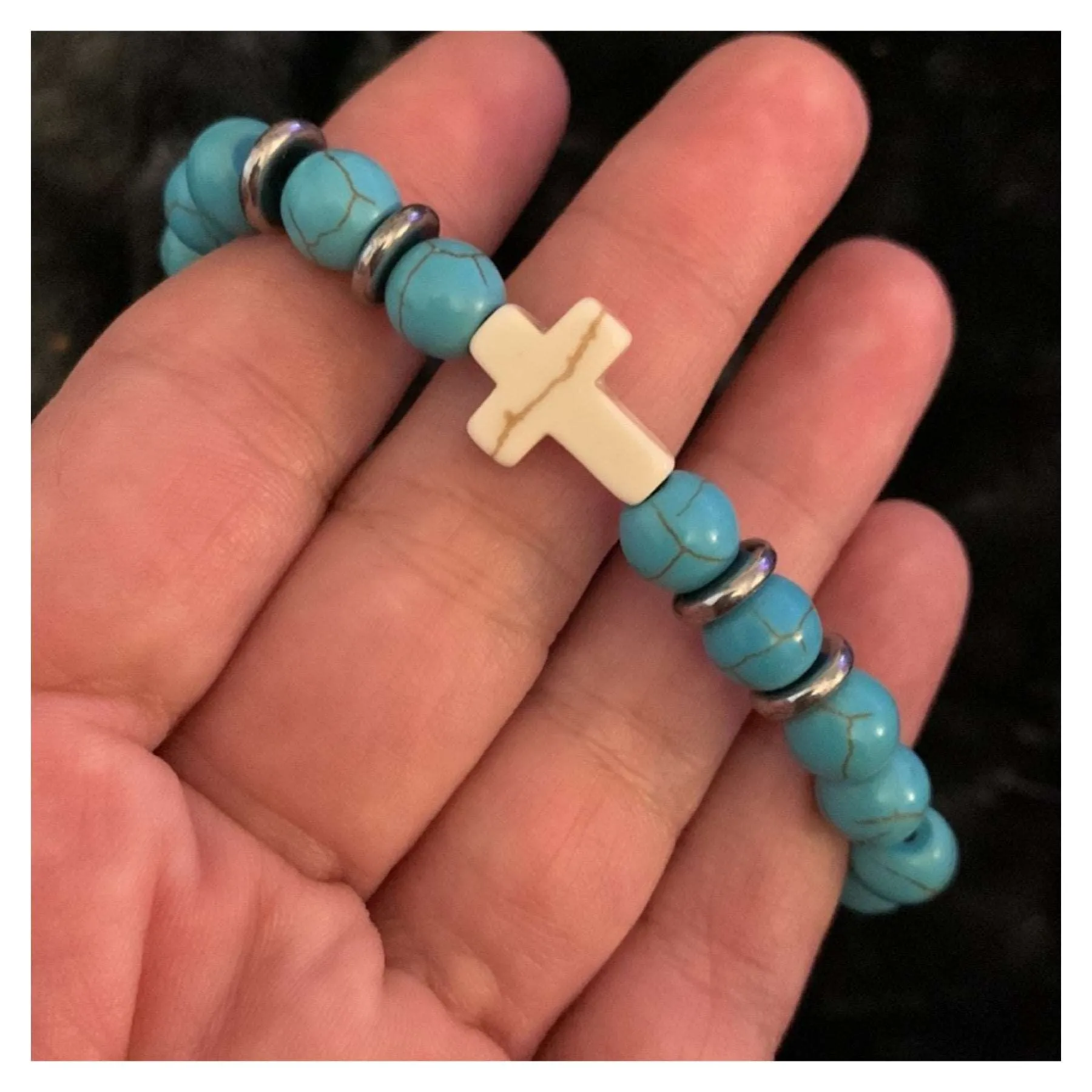 Turquoise Cross Beaded Bracelet