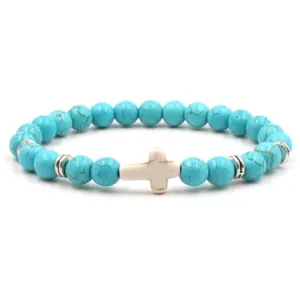 Turquoise Cross Beaded Bracelet