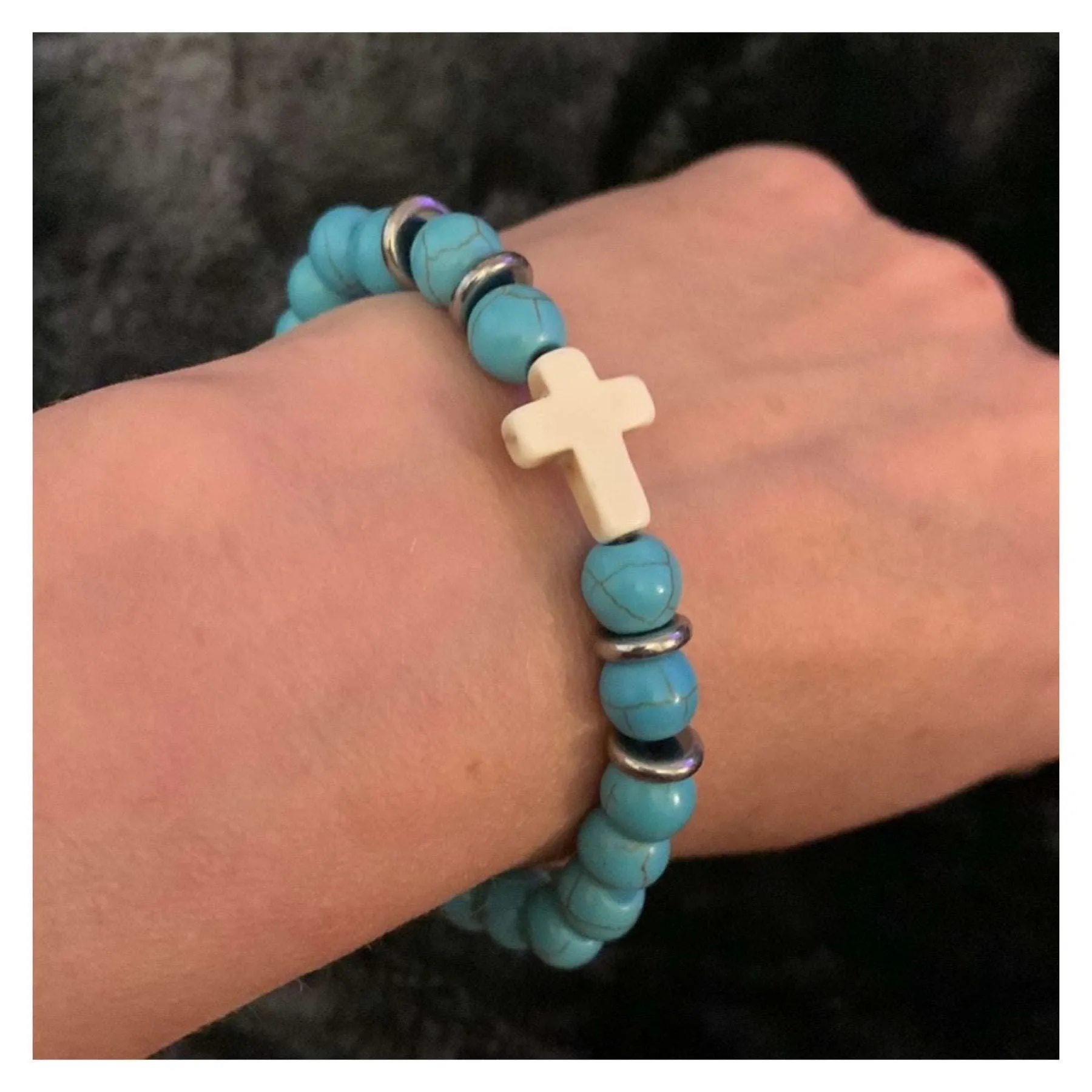 Turquoise Cross Beaded Bracelet