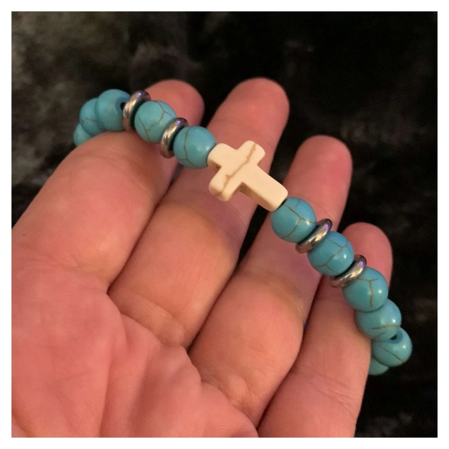 Turquoise Cross Beaded Bracelet