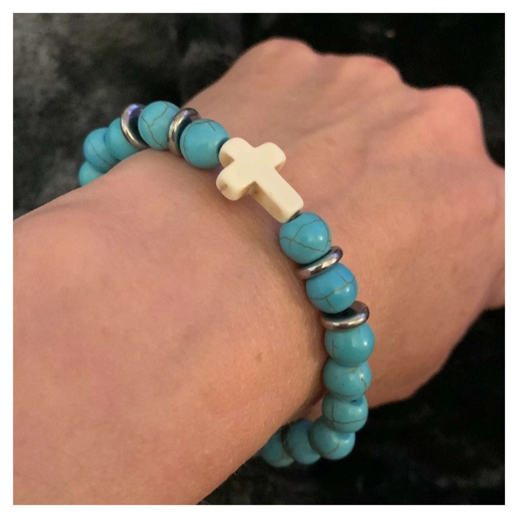 Turquoise Cross Beaded Bracelet