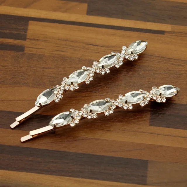 Two Piece Set of Colorful Fashionable Crystal Hair Clips