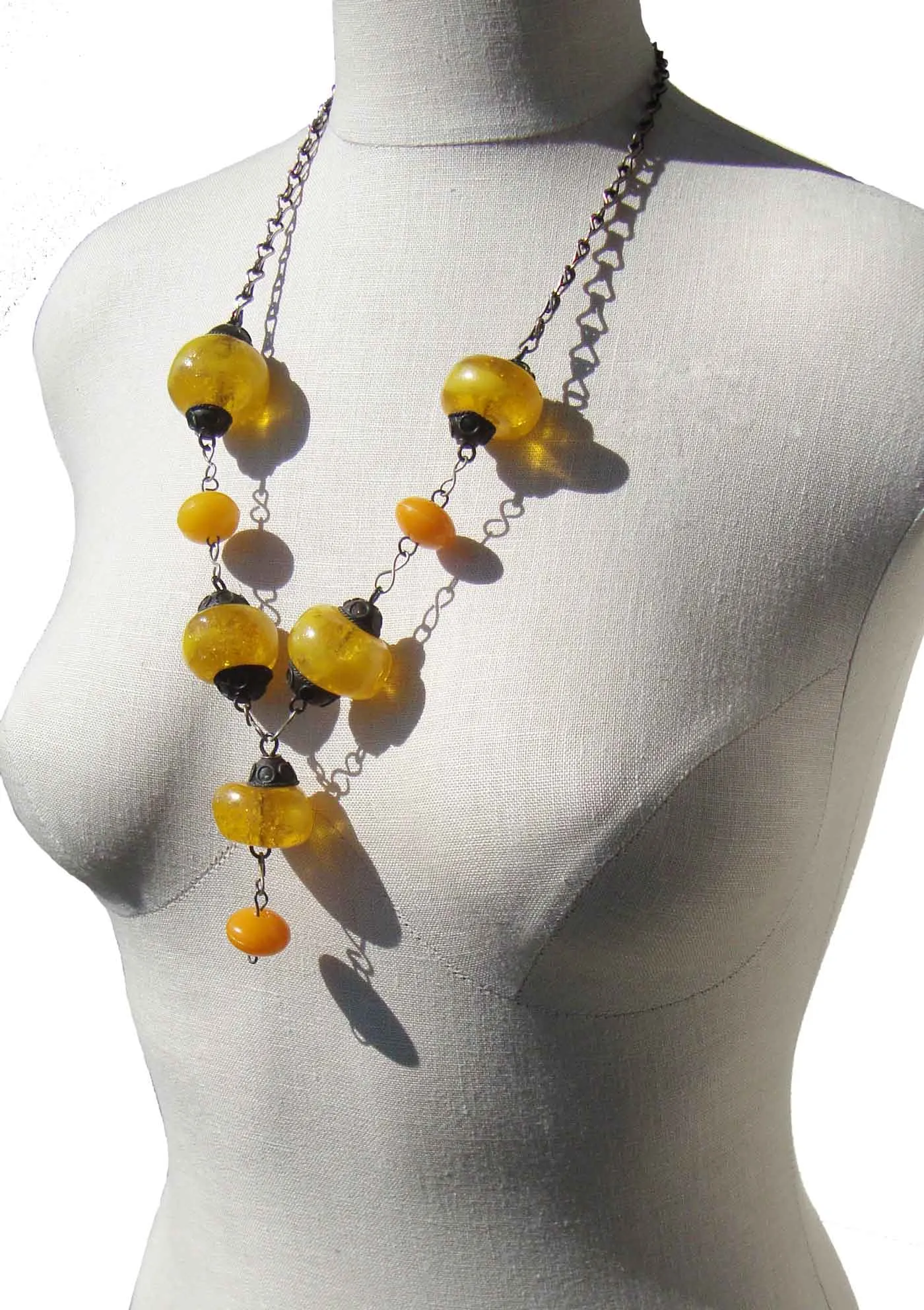 Vintage Baltic Egg Yolk Amber Yemeni Bedouin Beaded Necklace